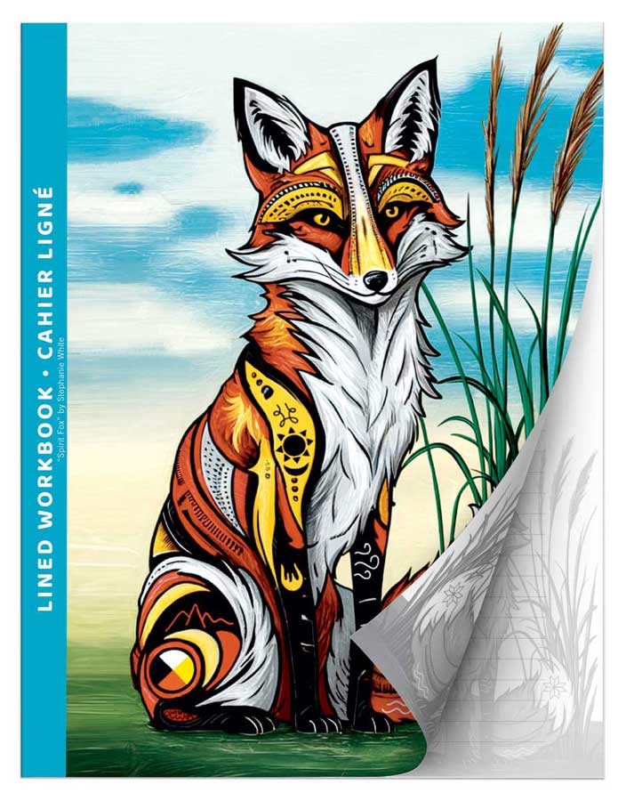 Spirit Fox : Indigenous Art Lined Workbook (Cahier Ligné) by Mi’kmaq artist Stephanie White